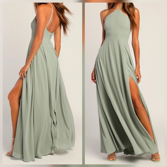 Lulus Dresses & Skirts - Lulus Absolutely Breathtaking Sleeveless Sage Brush Maxi Dress, Size Medium